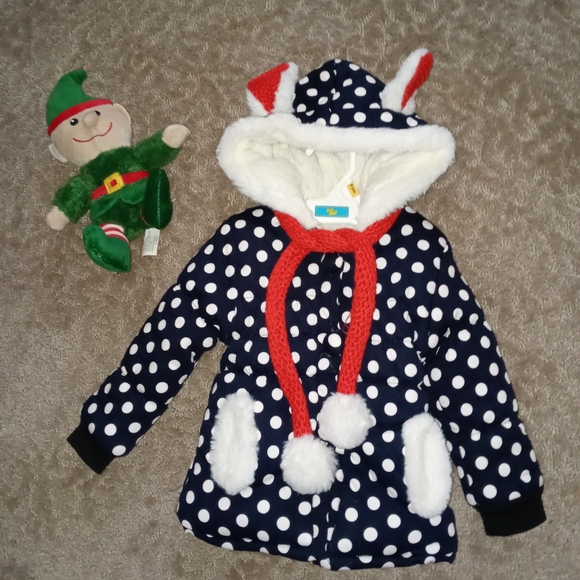 Polka dot 12mos fleece lined hood jacket - Picture 1 of 4